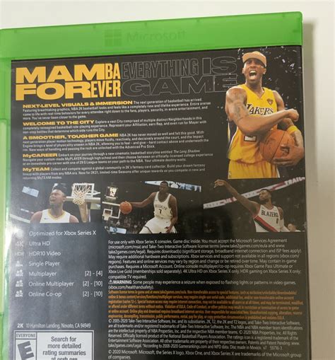 🏀 Nba 2k21 Mamba Forever Xbox Series X 👉codes Not Included 👈 710425597169 Ebay