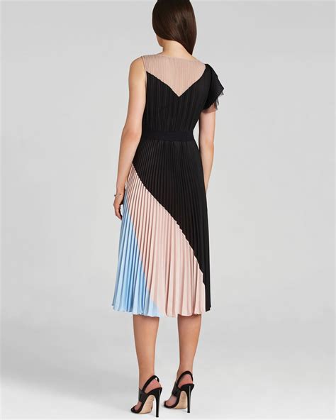 Bcbgmaxazria Ciara Color Block Pleated Dress Lyst