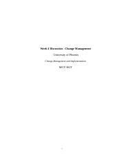 Change Management MGT 362T Week 4 Discussion Docx Week 4 Discussion