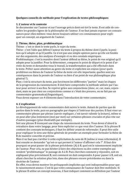 Conseils Explication Texte Quelques conseils de méthode pour l