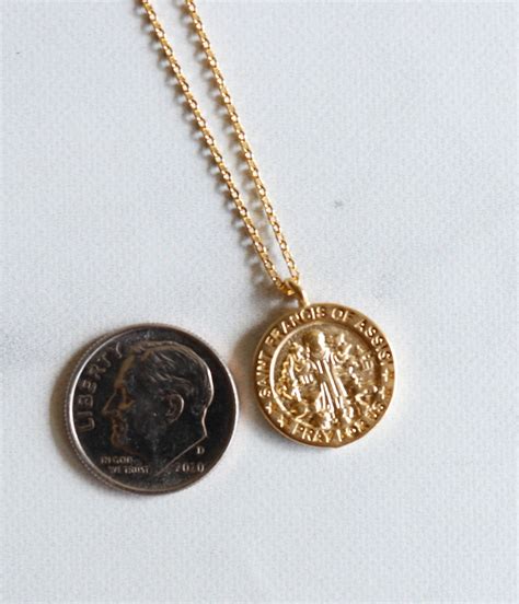 St Francis Of Assisi Coin 18k Gold Dipped Necklace With Etsy