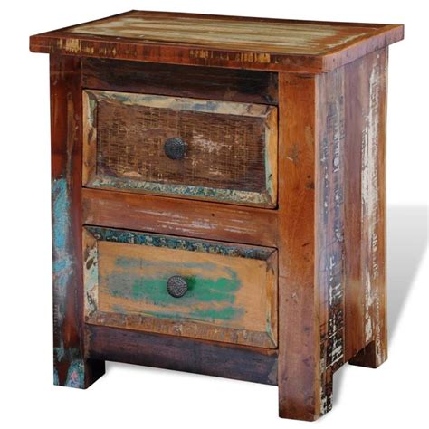 Buy Nightstand With 2 Drawers Solid Reclaimed Wood Mydeal