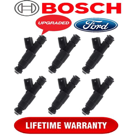 UPGRADED OEM Bosch X6 4 Hole IV Gen Fuel Injectors For 99 04 Ford 3 8 4