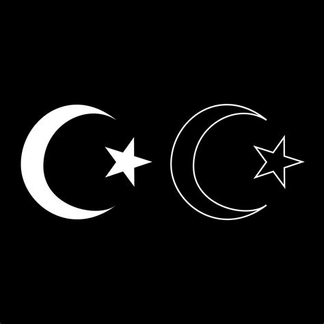 Symbol Des Islam Halbmond Und Stern Mit F Nf Ecken Icon Set Farbe Wei