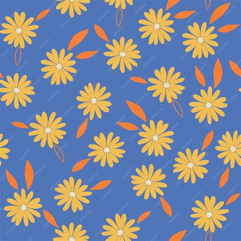 Premium Vector Vintage Groovy Daisy Flowers Seamless Pattern Vector