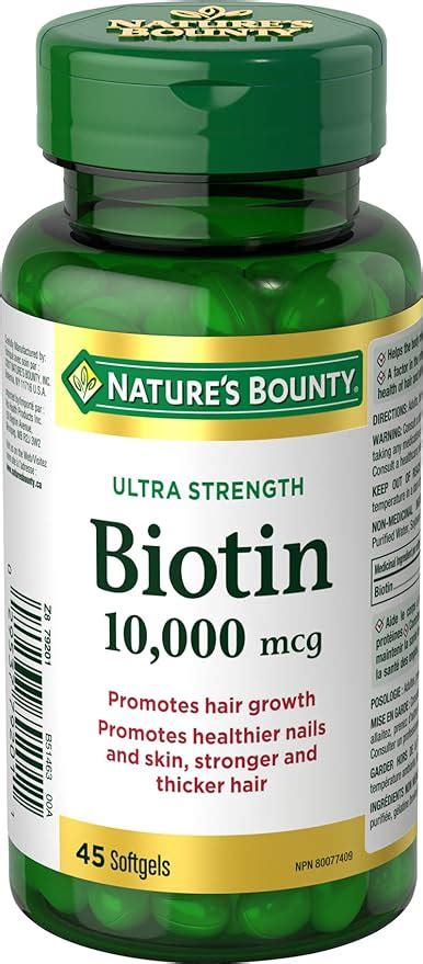 Natures Bounty Biotin Supplement Promotes Hair Growth And Strong Hair 10000mcg 45 Softgels