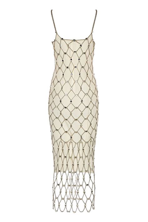 Crystal Embellished Chainmail Midi Dress