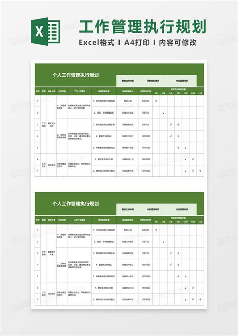 个人工作管理执行规划excel模板下载熊猫办公