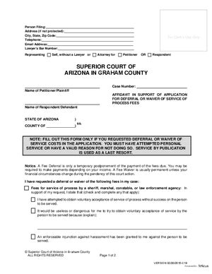 Affidavit In Support Of Application For Deferral Or Waiver Of Service