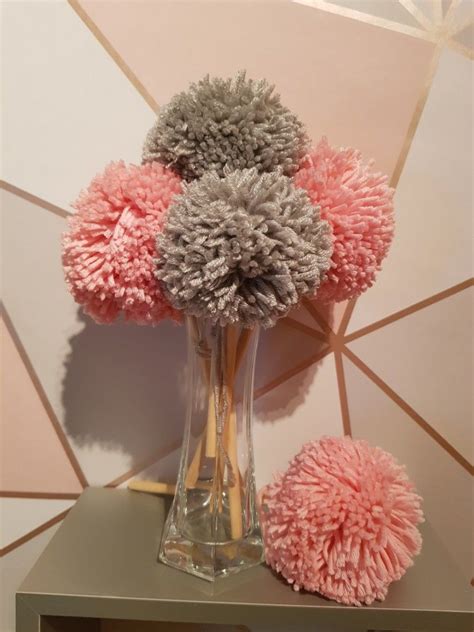 Pom Pom Bouquets Pink Grey Crafts Pink Pink Grey