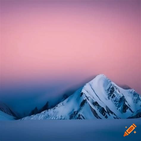 Pen And Ink Drawing Of Craggy Mountains With Snow Capped Peaks And