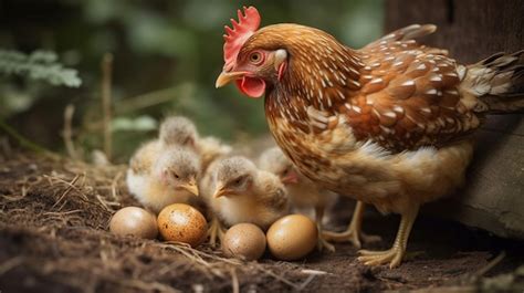 Una Gallina Con Sus Huevos En Un Nido Imagen Premium Generada Con Ia