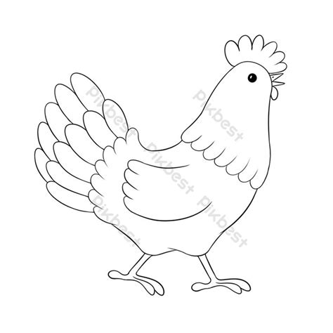 Gambar Ayam Clipart Ayam Kartun Hitam Dan Putih Elemen Grafis Psd