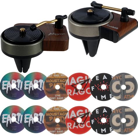 Evjurcn 2 Pieces Car Air Freshener Record Player Car Vent Clip