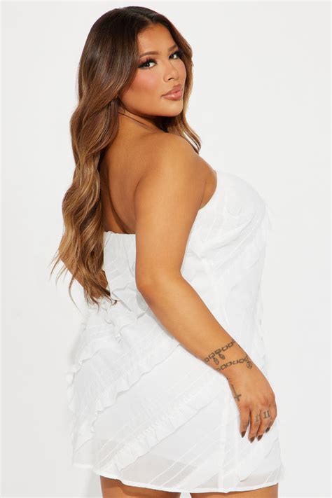 Daniella Ruffle Mini Dress White Fashion Nova