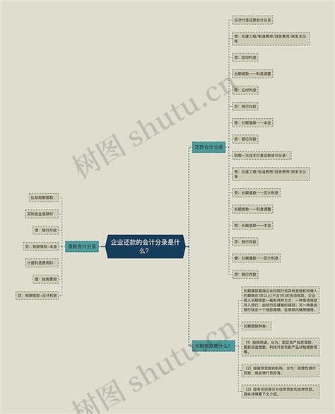 企业还款的会计分录是什么？思维导图编号p2309206 Treemind树图