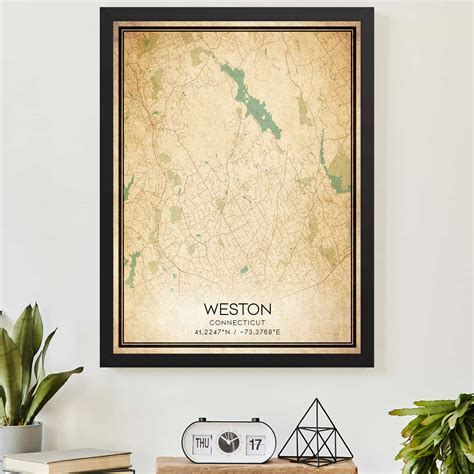 Vintage Weston Connecticut Map Poster, Modern Home Decor Wall Art Print ...