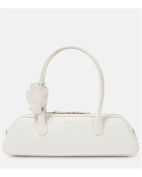 Magda Butrym Brigitte Floral Applique Leather Shoulder Bag In White