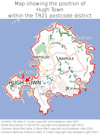 Where is Hugh Town? Hugh Town on a map