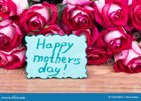 Happy Mother`s Day Card And Roses Stock Image Image Of Botanic