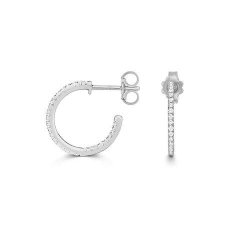 Diamond Hoops Earrings 18ct White Gold H I1 I2 024ct Ebay