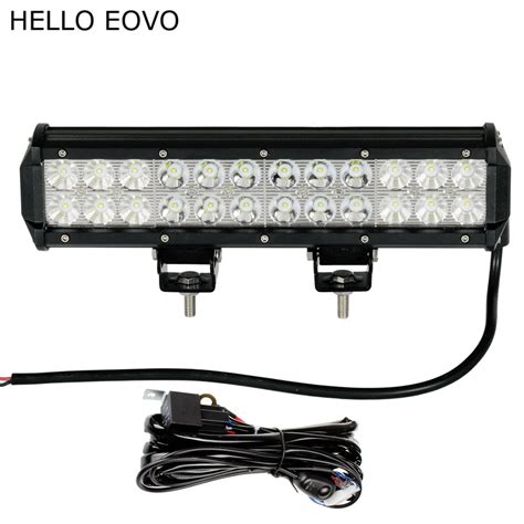 HELLO EOVO 12 Inch 72W LED Work Light Bar Wiring Kit For Off Road