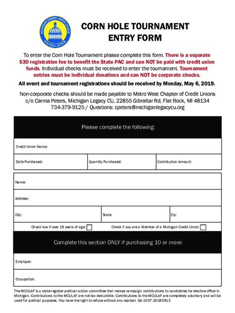 Fillable Online Cornhole Registration Forms Fill Online Printable