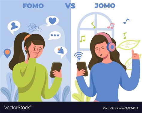 Fear Of Missing Out Fomo And Joy Royalty Free Vector Image