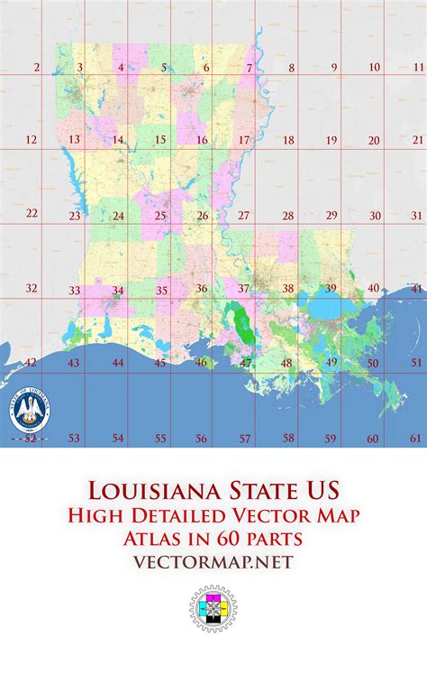 Louisiana State US Tourist Road Map multi-page atlas, contains 60 pages ...