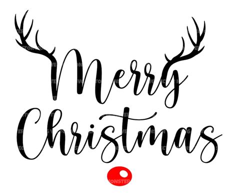 Merry Christmas Svg Reindeer Antlers Svg Christmas Hand Lettering