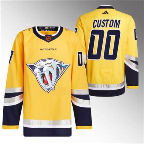 Custom Nashville Predators Gold Reverse Retro Stitched Jersey