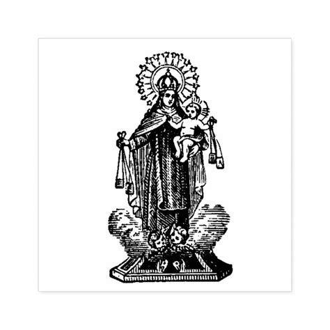 Religious Our Lady Of Mount Carmel W Scapular Rubber Stamp Zazzle