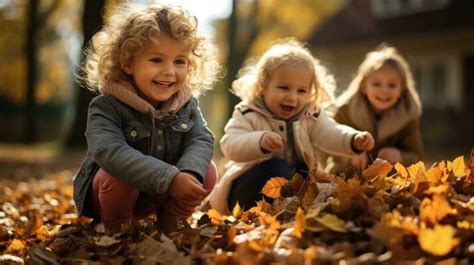 Kids Playing In Leaves Stock Photos, Images and Backgrounds for Free ...