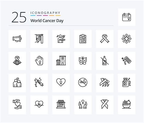 Free Vector World Cancer Day 25 Line Icon Pack Including Stages