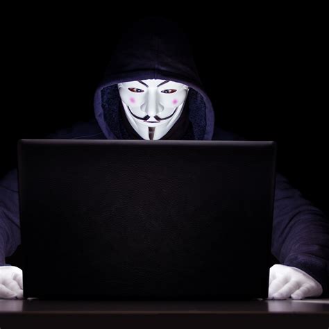 Anonymous Wallpaper 4K, Laptop, Hacker, Black background