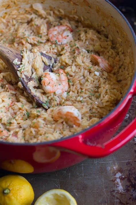 One Pot Lemon Orzo With Shrimp Wholefully