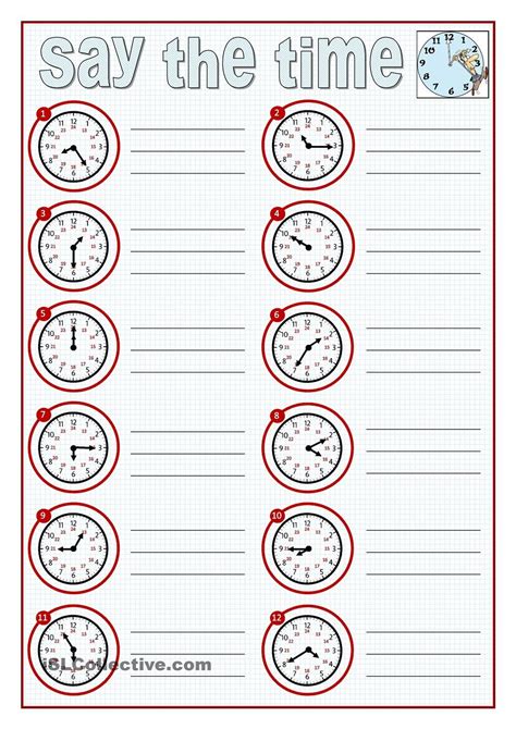 Say The Time Time Worksheets Telling Time Worksheets Learn English