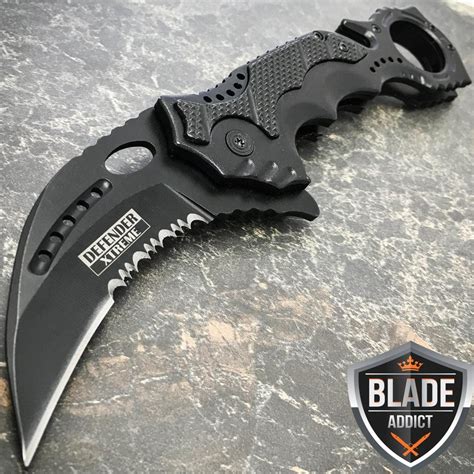 8 Karambit Zombie Pocket Knife Black Blade Addict