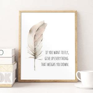 Birds Feather Quote Watercolor Art Print If You Want To Fly