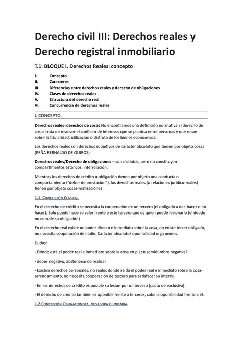 Civil 3 Derechos Reales E Inmobiliario Derecho Civil III Derechos