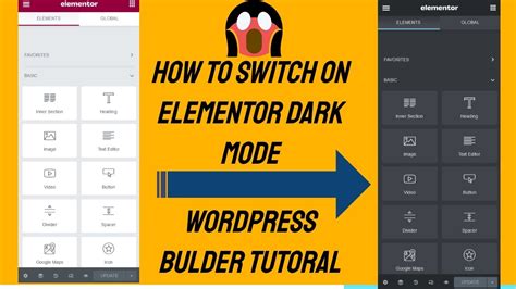 How To Switch On Elementor Dark Mode Theme Elementor Dark Version