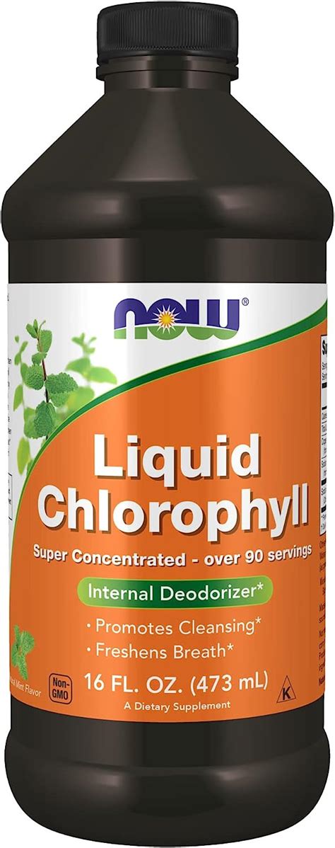 NOW Foods Clorofila líquida sabor natural de hortelã 16 fl oz