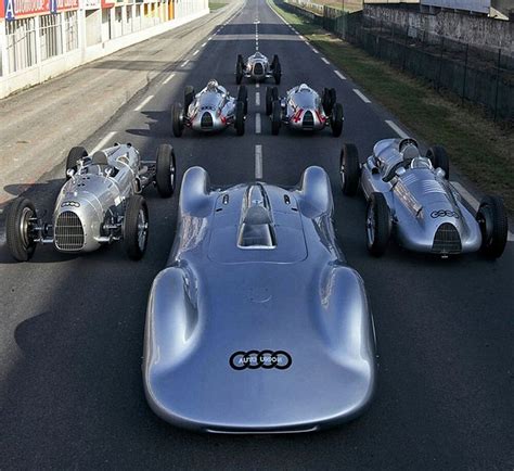 Auto Union Silver Arrows 1934 - 1939 Racing Formation at Reims-Gueux Track