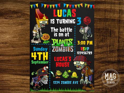 Paper Plants Vs Zombies Corjl Plants Vs Zombies Invitation Plants Vs