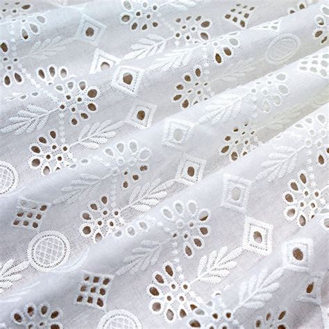 Off White Cotton Fabric Retro Eyelet Cotton Fabric For Eyelet Dress