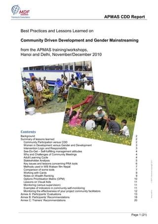 Community Driven Development And Gender Mainstreaming Apmas Report Pdf