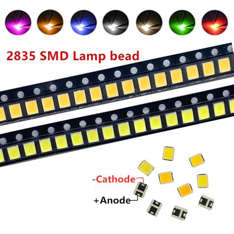 100 piezas SMD LED 2835 Chips 0 2 W 3V cuentas luz blanca cálida