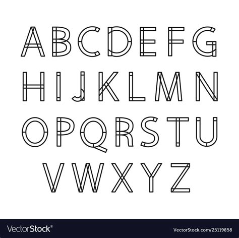 Linear alphabet Royalty Free Vector Image - VectorStock