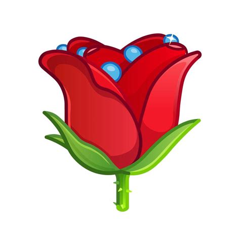 Red Rose With Water Drops Large Size Of Emoji Flower 19049721 Vector