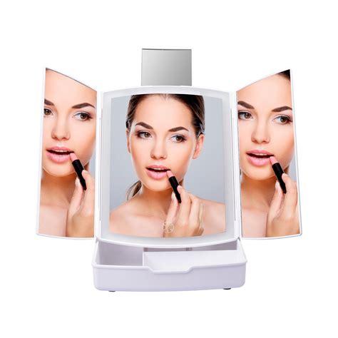 Lighted Makeup Mirror Trifold Vanity Mirror Touch – Vicedeal
